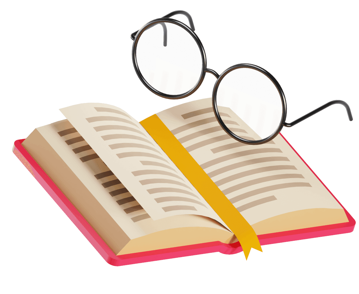 Nerd Glasses And A Library Book For Reading